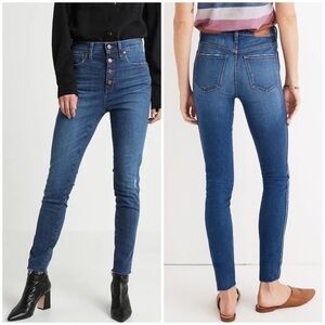Madewell 10” High Rise Skinny Jeans Button Fly Distressed Raw Hem Hanna Sz 26